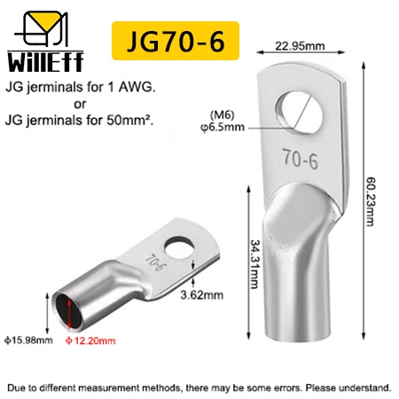 JG Koperen Krimpklem Ringklem Verzinkte Klem Voor Elektrische Kabelverbinding M6 M8 M10 M12 Kabel Draadklem