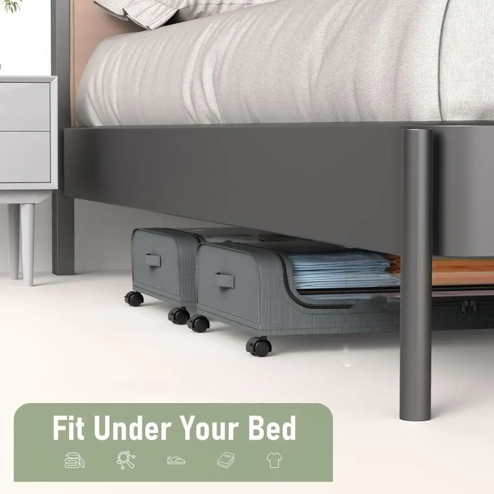 

Large Capacity ​​Under Bed Storage Box Dust-Proof Space Saving Bed Bottom Storage Box Curved Style with Wheels Underbed Bin