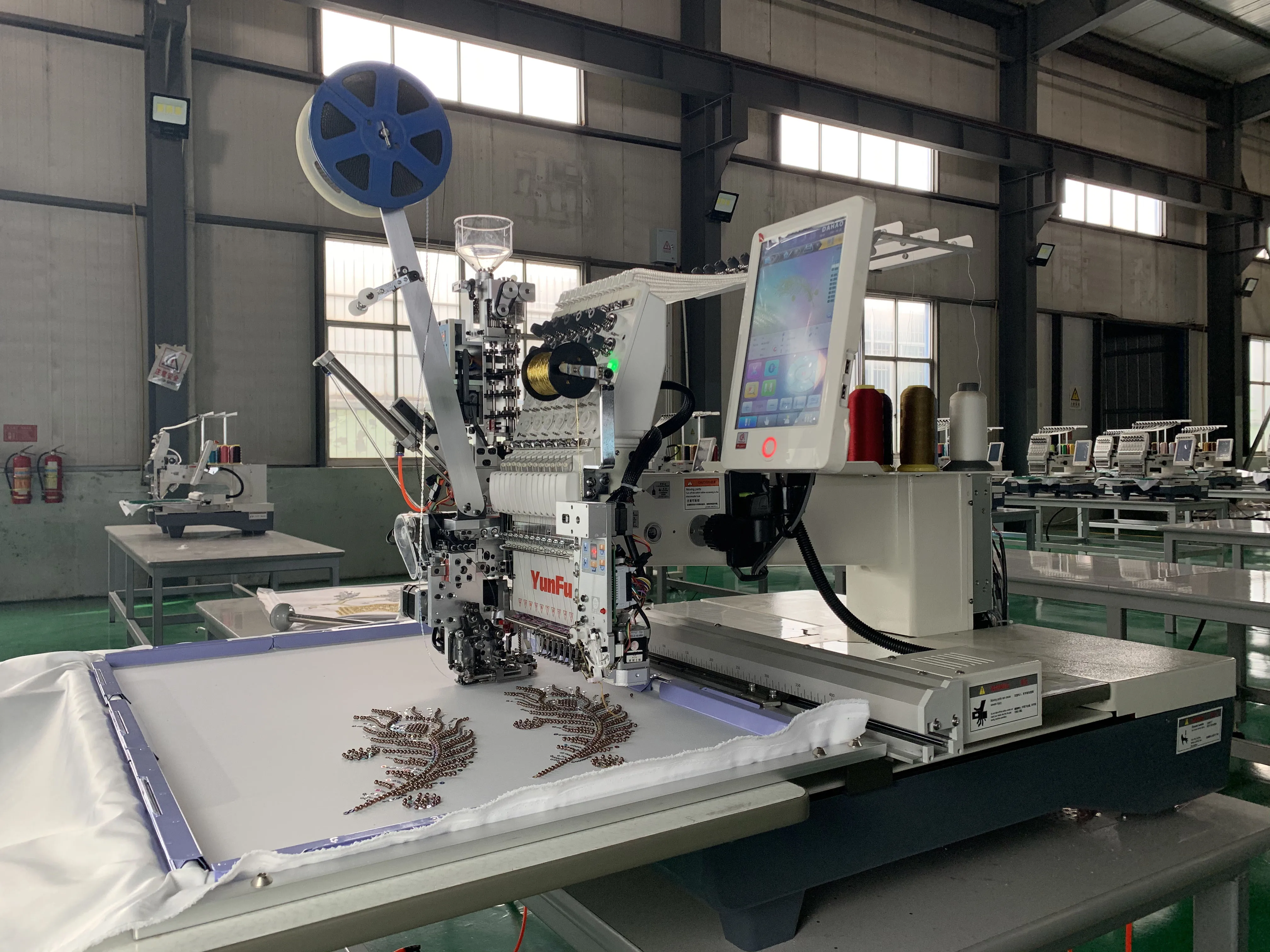 Big 500*800 Single Head 12 Needles Cap Mixed with Twin Sequin Loose Bead and Cording Device Special Embroidery Machines DDP