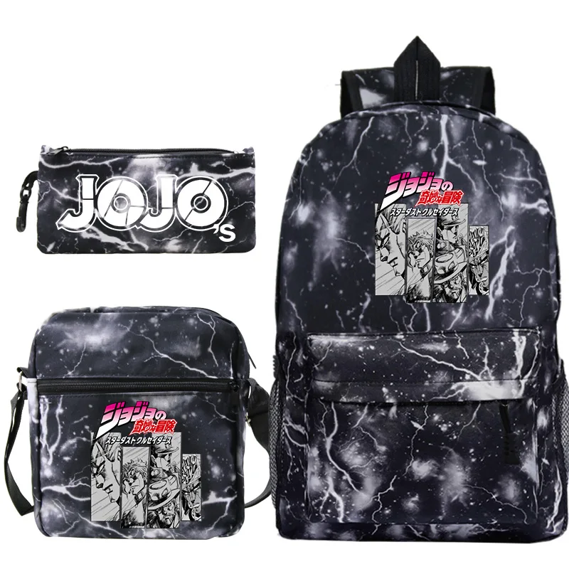 

3pcs Set JO JO Adventure ren School Backpacks Cool Schoolbag Student Shoulder Bag for Boy Pen Pencil Bags