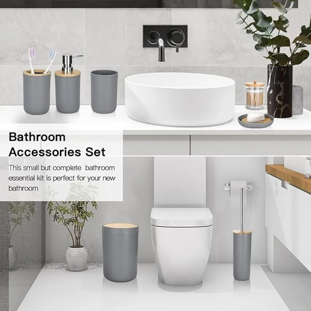 Gray Bathroom Accessories Set With Shower Curtain And Bath Accessories Every Bathroom Decor Needs