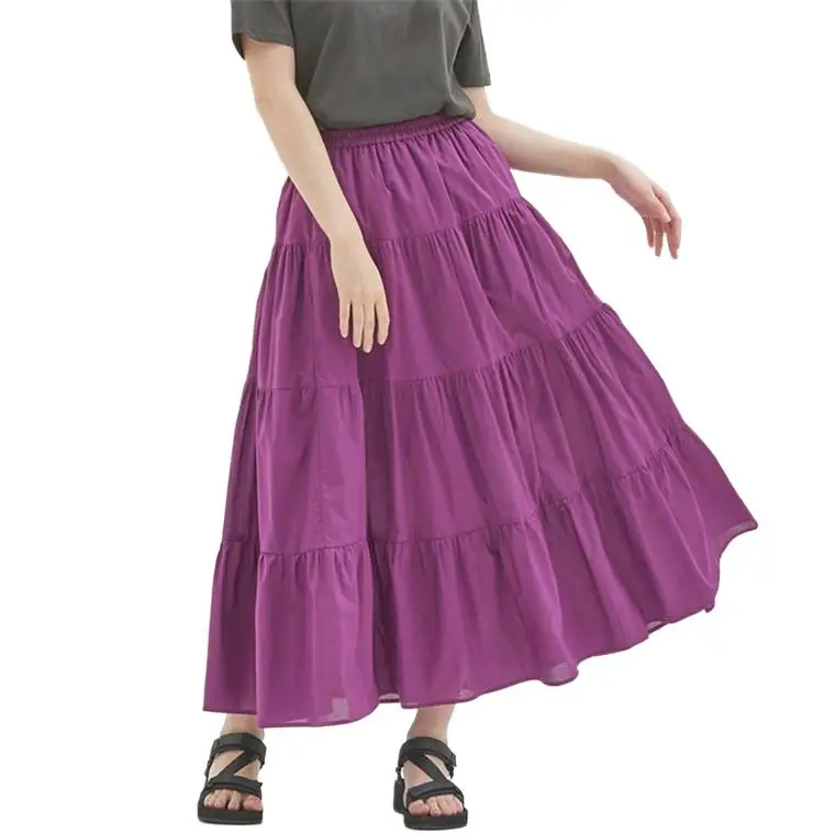 11 COLORS Autunm Fashion  Maxi Skirt High Waist Ruffles vintage skirts, Elegant cotton linen skirts  