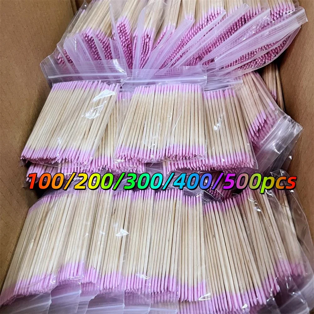 500/400/300/200/100pcs Manicure Swabs Portable Nail Polish Remover Stick 7CM Pink & 10CM White Pointed Applicator Precision Tool