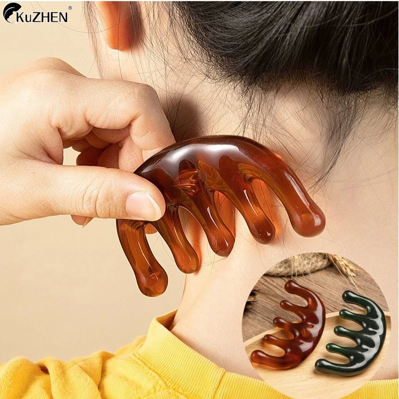 

Resin Meridian Massage Comb Sandalwood Five Wide Tooth Comb Acupuncture Blood Circulation Anti-Static Smooth Hair