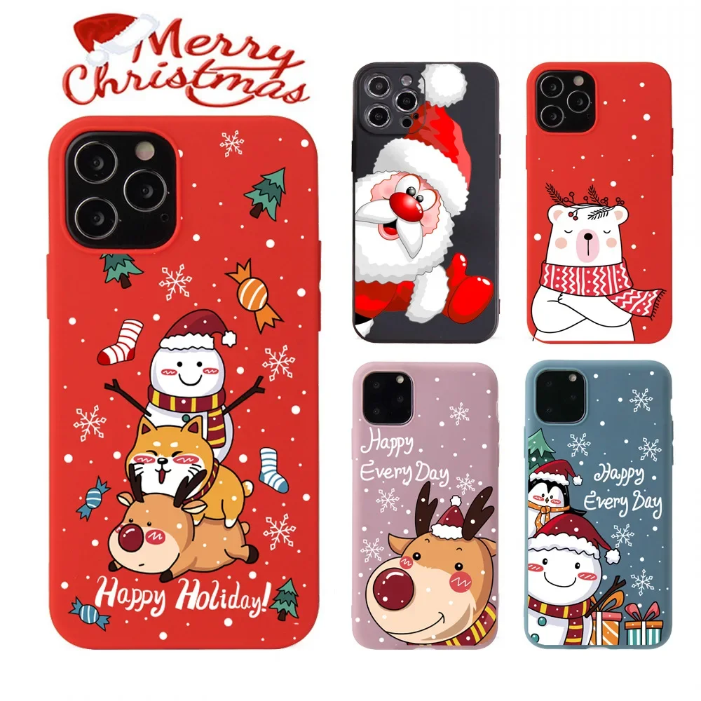 New Year Christmas Santa Claus Phone Case for IPhone 14 13 12 11Pro MAX XS XR 8 7 Plus Cute Silicone Cover for Iphone 15 Pro Max