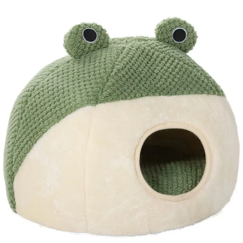 

Autumn Winter Warm Plush Pet Supplies Modern New Little Frog Series Semi-Enclosed Cat Nest and Dog Nest Cross-Border
