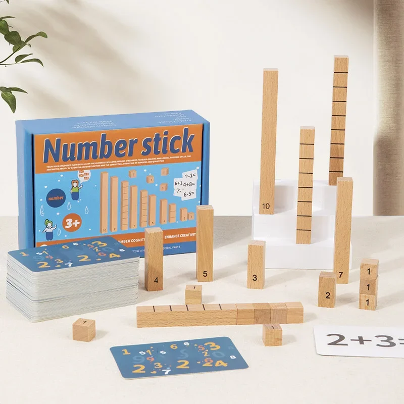 Children's Wooden Number Stick Cognitive Matching Addition Subtraction Operation Logical Thinking Training Math Toys