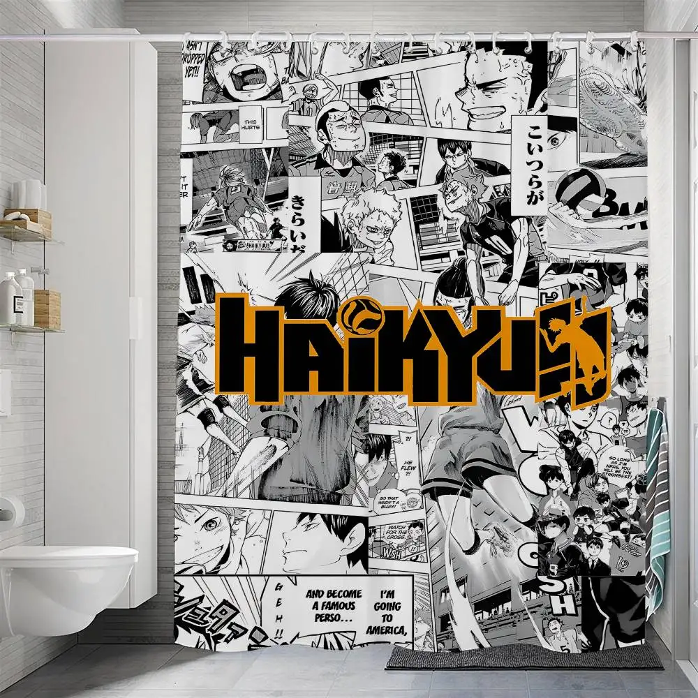 

Anime Haikyus Polyester Shower Curtain Waterproof Rust Resistant Grommet Easy Care Wipe Clean Durable