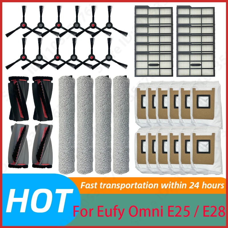 For Eufy Omni E25 / E28 Spare Parts Main Side Brush Filter Dust Bag Roller Mop Robot Vacuum Cleaner Replacement Accessories