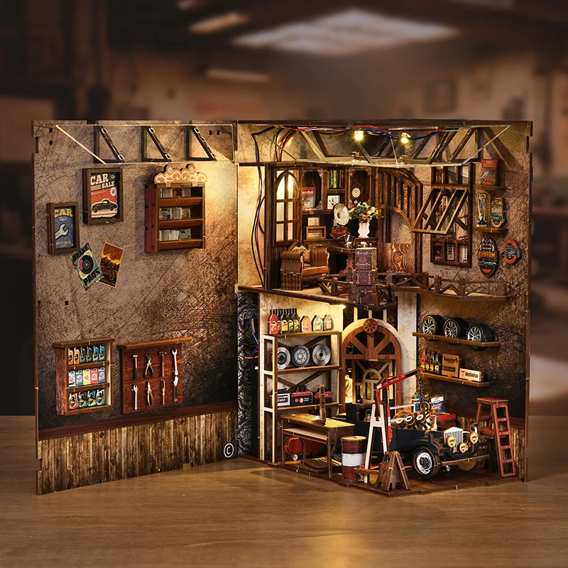 Kit de maison miniature DIY, nichoir à livres, maison de poupée, puzzle en bois à assembler soi-même pour la décoration de Noël et des fêtes