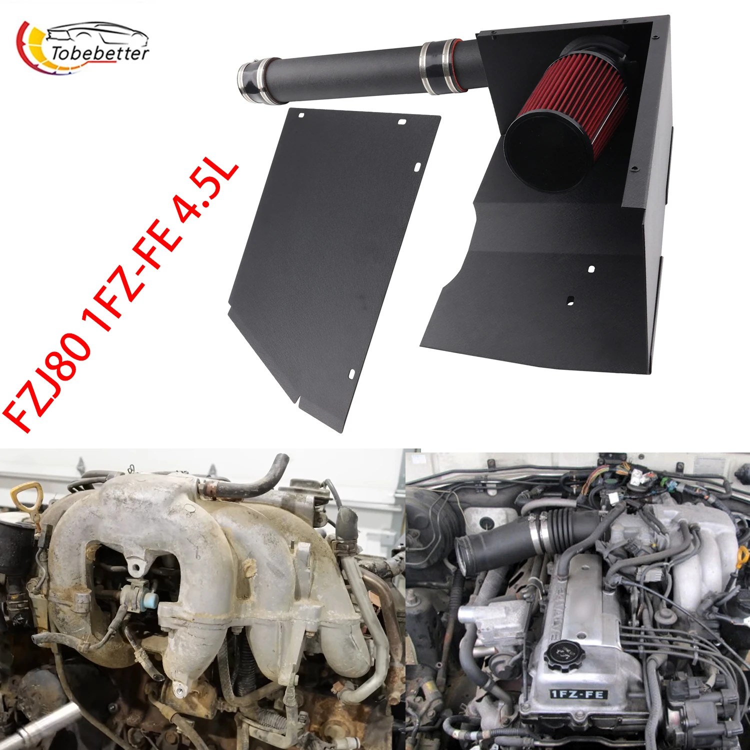 High flow Cold Air intake Kit Hose for 1992-1998 Toyota Land Cruiser 80 Series FZJ75 FZJ80 1FZ-FE engine 4.5L Petrol Inlet