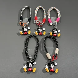 New Disney Personalized Cartoon Mickey Mouse Cute Anime Short Braided Rope Student Mobile Phone Bag Water Cup Lanyard Pendant