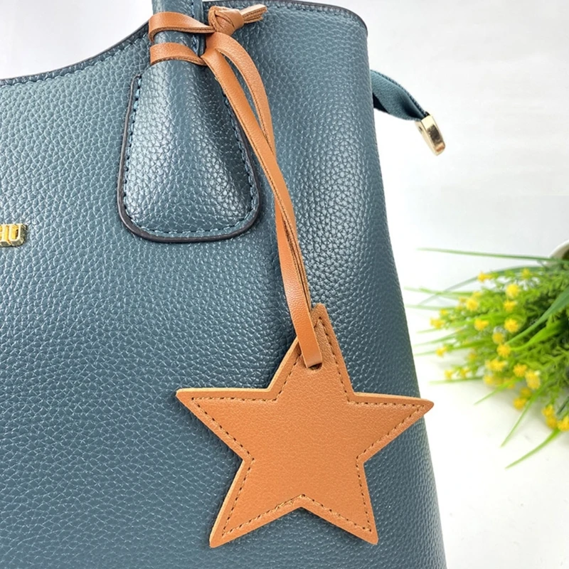 Five Pointed Star Leather Pendant Keychain Stylish Key Rings Five-pointed Star Luggage Tag Purse Decoration for Ladies