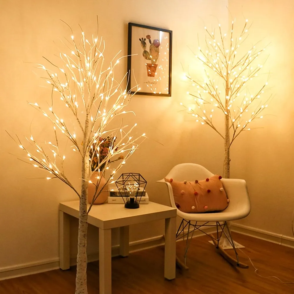 

2 Packs of 6 Feet 96 LED Lighting Birch Trees for Thanksgiving Decoration, Family Wedding Parties, Christmas