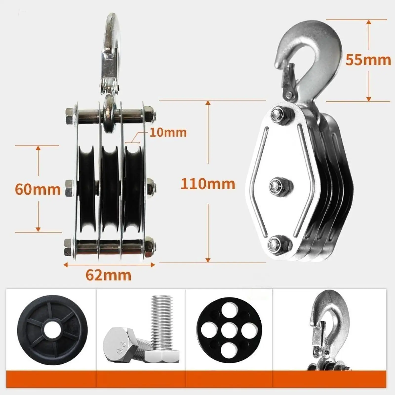 Rope Pulley Hoist for Heavy Lifting Block and Tackle Pulley System,Rope Hoist Pulley System for Lifting Heavy Object