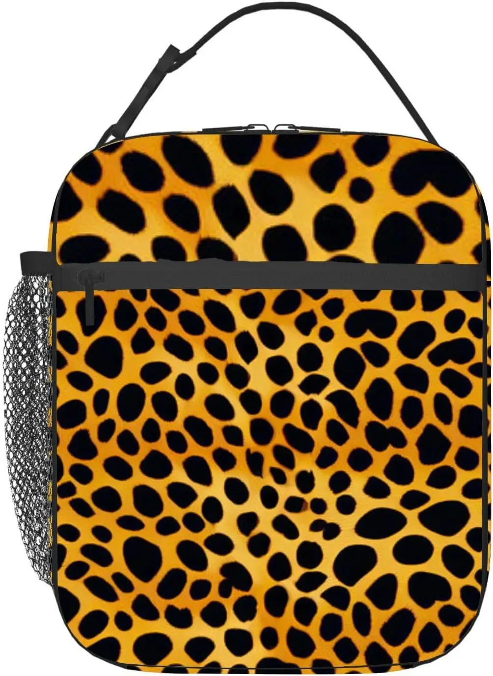 

Detailed close up a leopard print Insulated Iunch Bag for Men Woman Large Portable Waterproof Reusable Thermal Lunch Box with Po