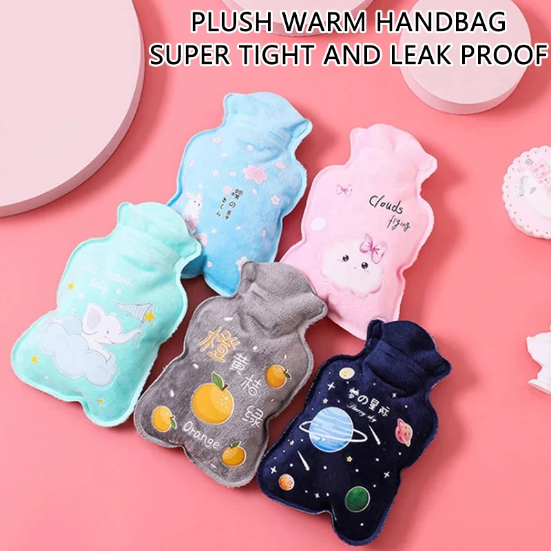 1PC Tummy Warmers Hot Water Bottle Rubber Bag Cute Cartoon Warm Relaxing Safe Heat Cold Large Plush Cloth Hot Water Bag-B2