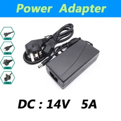 Adaptador de fuente de alimentación AC DC 14V 5A, Cargador Universal 5A para luz LED, cámara CCTV