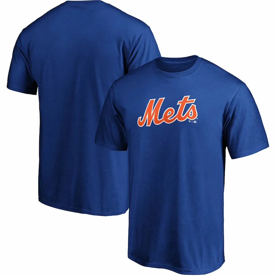 تي شيرت American Professional Baseball League New York Mets قطن بأكمام قصيرة ناعم وممتص للعرق