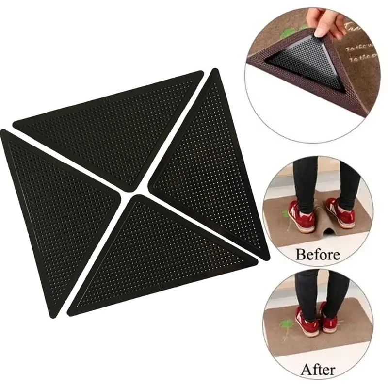 4/8pcs Triangular Carpet Anti Slip Stickers For Tile Floor Carpet Corner Pads Washable And Reusable Nano Anti Slip Fixed Pads