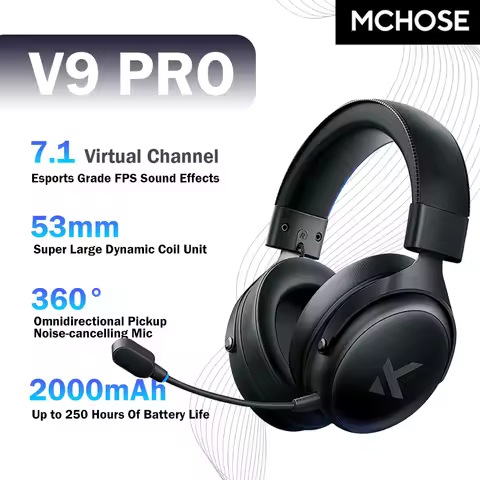 Original MCHOSE V9 Pro 7.1 Gaming Headset Tri-Mode 2.4G BT5.3 Wireless Headphones With Noise Reduction Mic For PS5 PC SWITCH