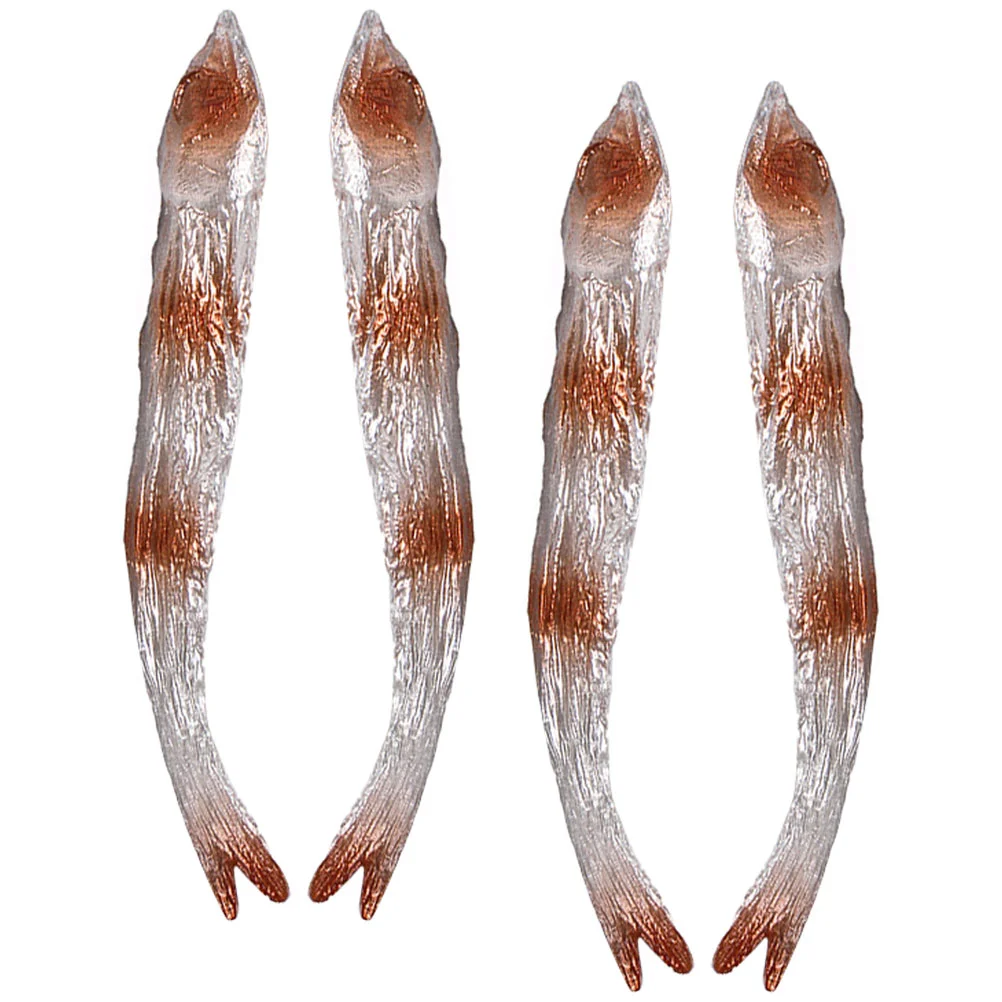 4 Pcs Simulated Grilled Fish Lifelike Figurine Decorative Food Model Prop Pvc Mud
