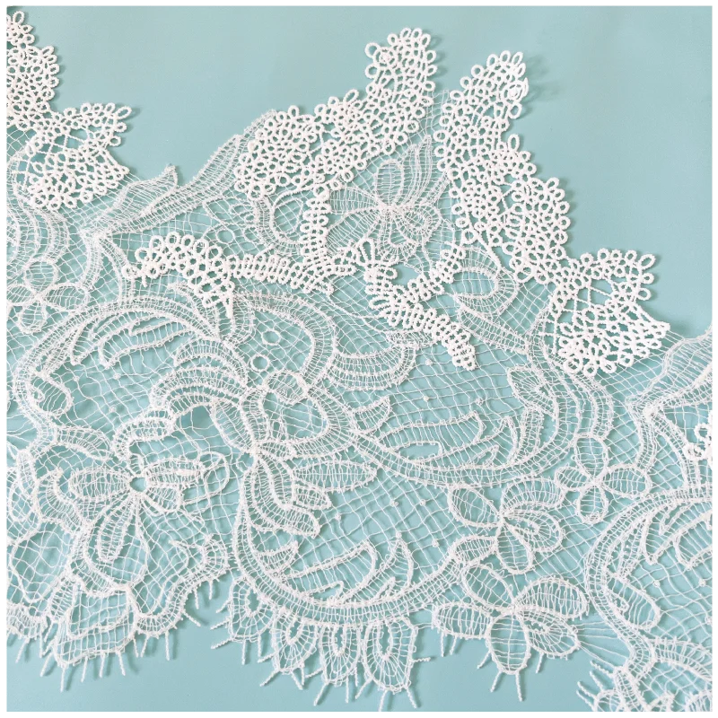 18m Eyelash Milk Silk Wide Lace Trim With Hollow Fish Silk For Wedding Dresses Veils Home Textile Decor Clothing Accessories Set