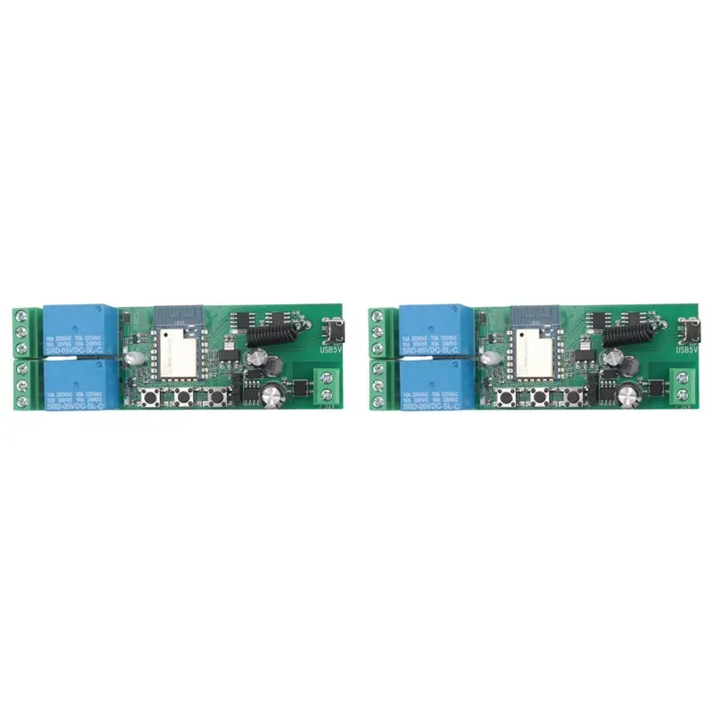 

Y43A-2X Smart Tuya Smartlife Wifi Switch Relay 2CH 5V/7-32V For Inching Self-Locking Interlock For Alexa Google Home