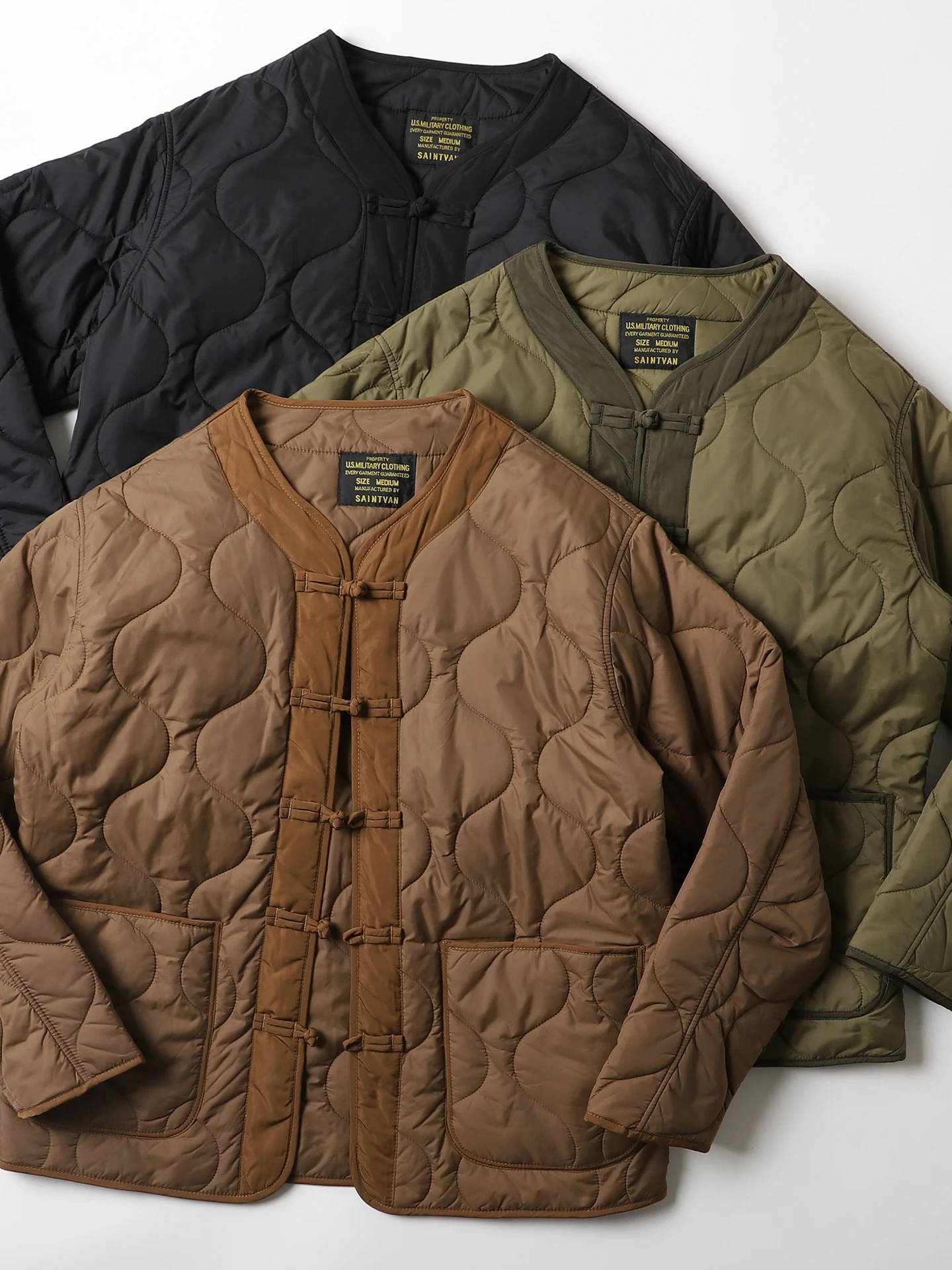 

Embroidered Cotton Jaet ex Vintage Sle Button-Up Long Sve Coat No Collar Layering Outerwear for Youth