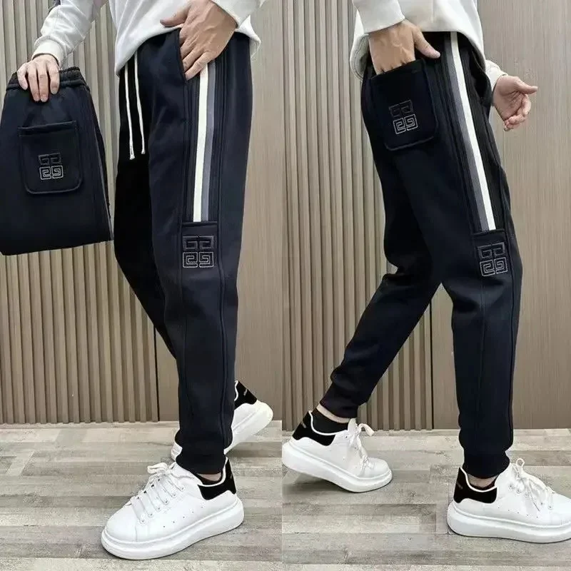 

Autumn Winter Outdoor Joggers Sports Pants Black White Striped Tight Trousers Fashion Streetwear High -quality Designer Clothing