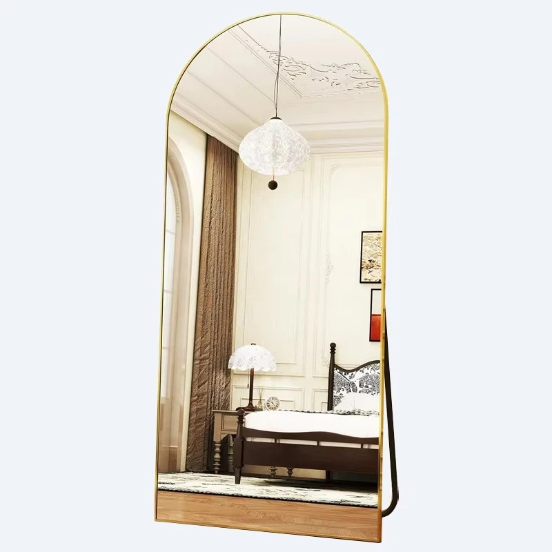 New arched household bedroom aluminum alloy high definition explosion-proof tempered mirror full length floor mirror