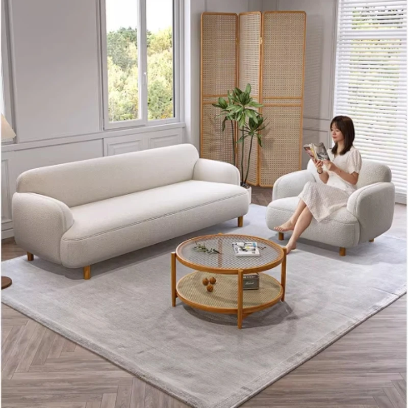 

Luxury Nordic Unique Sofas Cozy Lamb Cream Wind Armchair Lazy Sofas Chair Chaise Lounge Divani Da Soggiorno Home Furniture