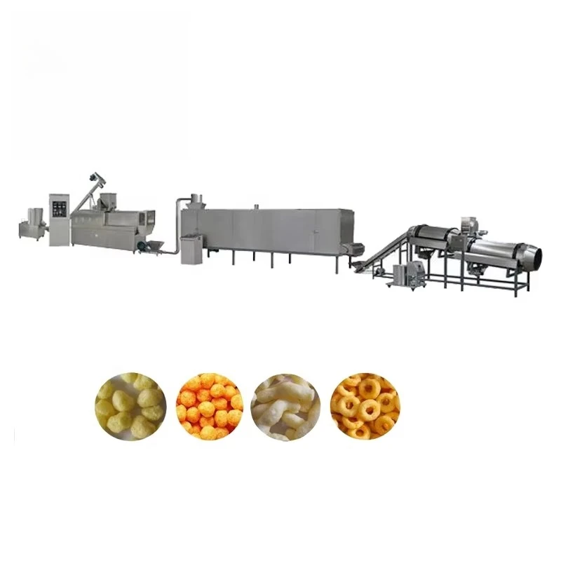Full Automatic Twin Screw Stainless Steel Puffed Maize Corn Snack Extruder Machine Engine Motor for Flour Mill Production Line