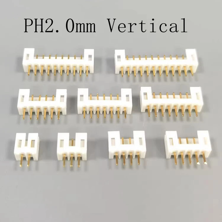 100pcs PH2.0 Gold plated straight pin base connector 2P3P4P5P6P7P8P10P12P PH2.0mm vertical connector