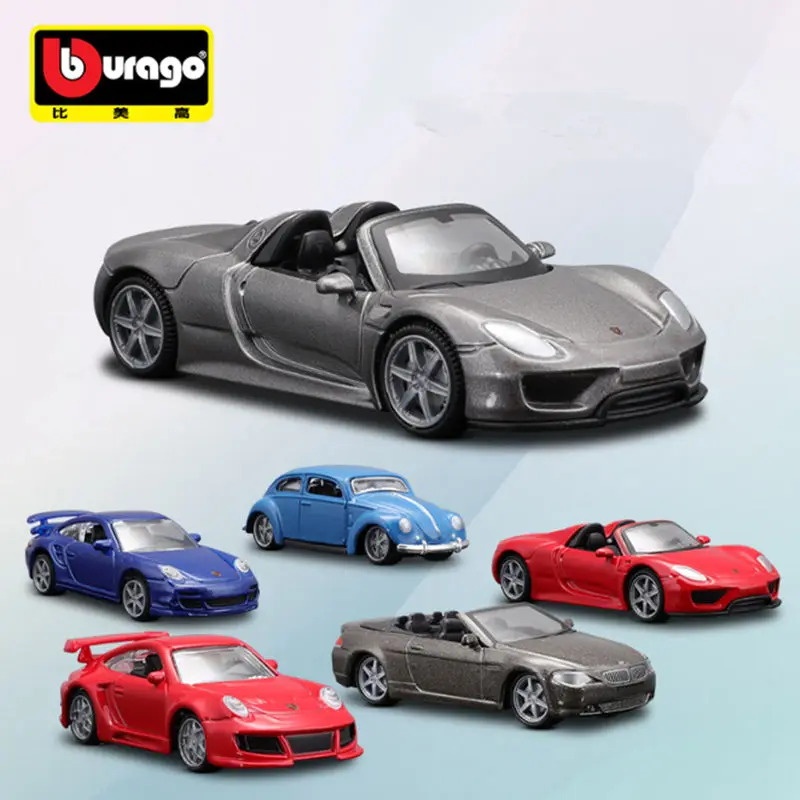 Bburago 1:64 Porsche GTR Peugeot Lamborghini Dodge Alloy Sports Car Model Metal Miniature Scale Car Vehicles Model Kids Toy Gift