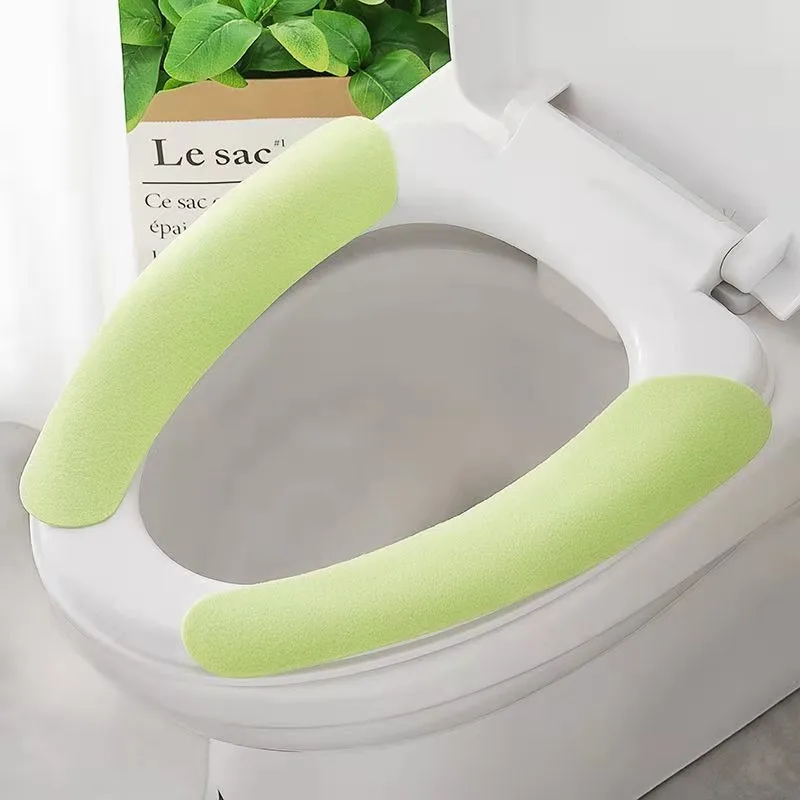 1 paio portatile riutilizzabile caldo peluche sedile wc riempimento lavabile tappetino da bagno coprisedile salute appiccicoso Pad forniture domestiche