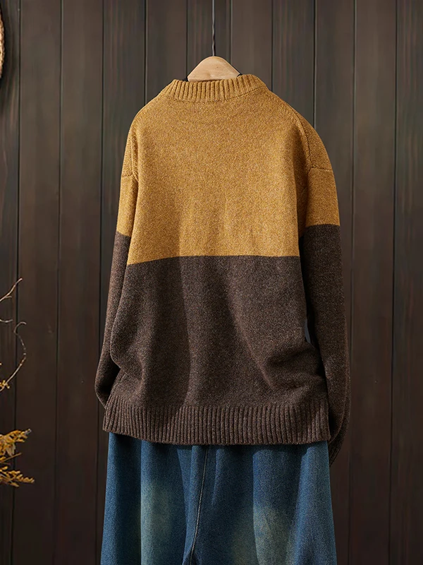 

Artistic Korean Sle Knitted Sweater Color Blo Casual Base Layer Top Autumn New Arrival Women's Faion Warmth Commute Sle