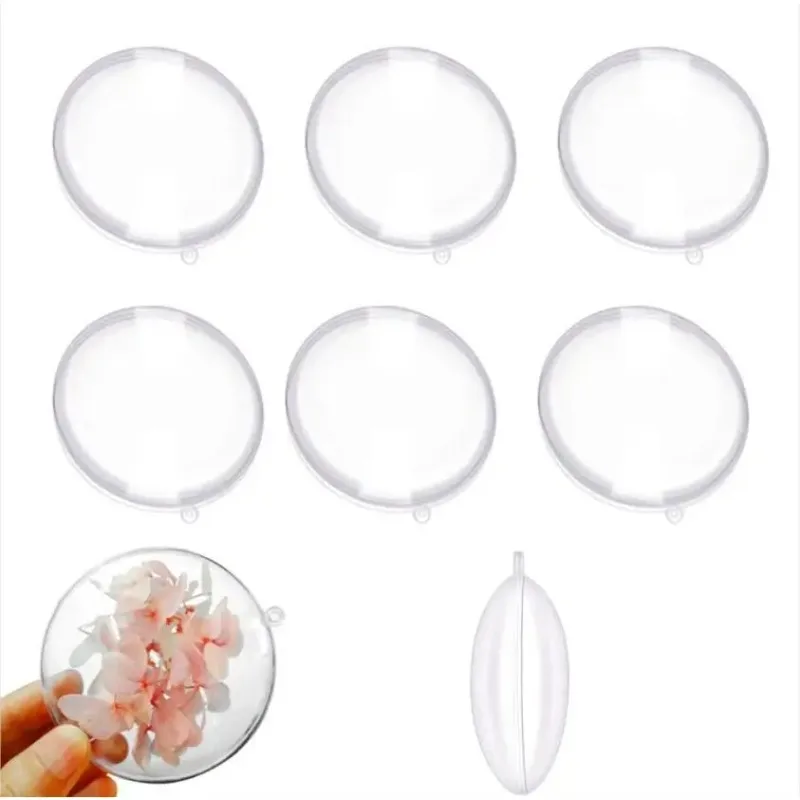1/10pcs 7/9cm Xmas Tree Hanging Ball Christmas Clear Flat Ball Plastic Baubles Open Balls Candy Gift Box For Home Decor Wedding