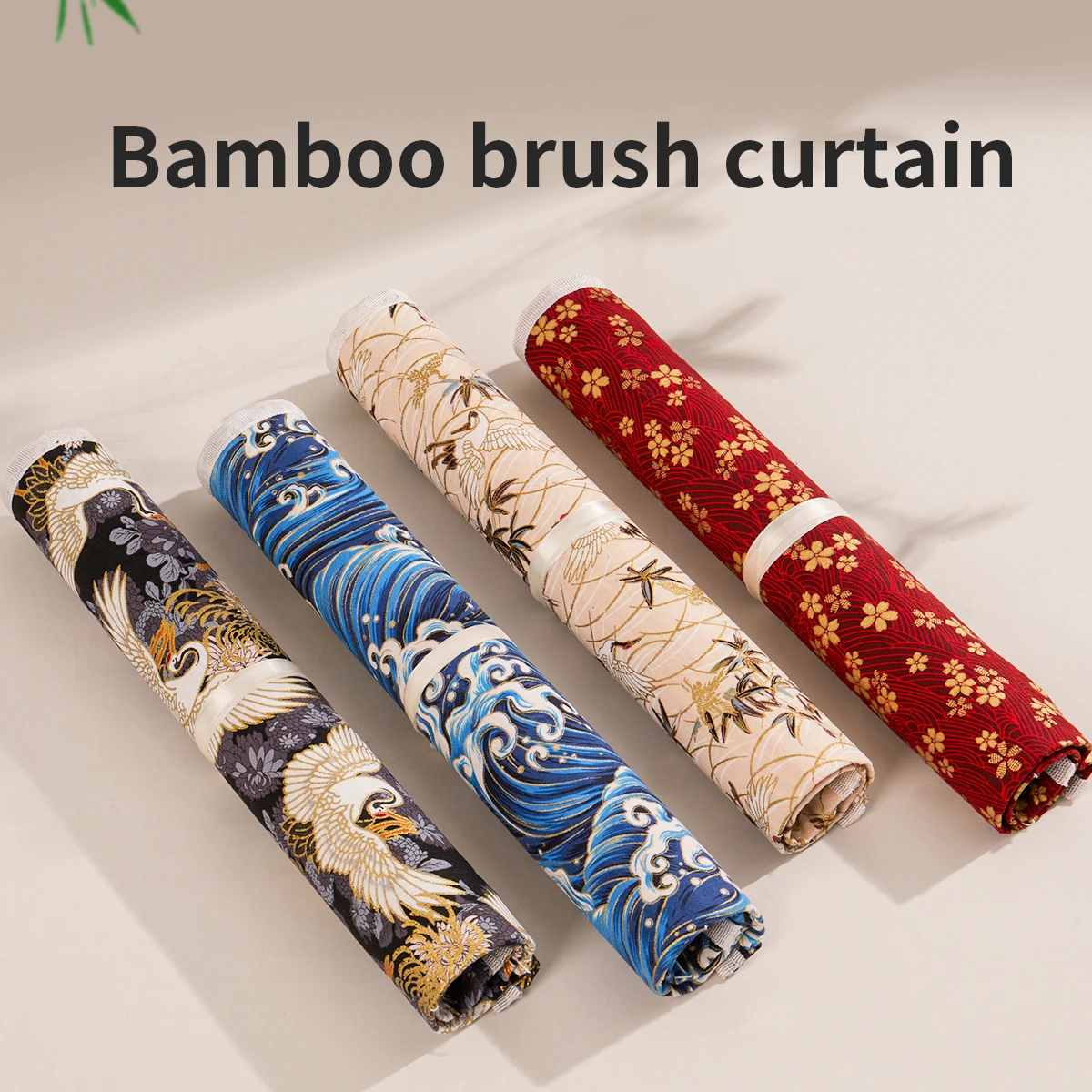 Chinese Bamboo Pen Curtain, Hand Woven Calligraphy Brush Storage Roll, Portable Brush Protector Curtain Art Pattern Holder