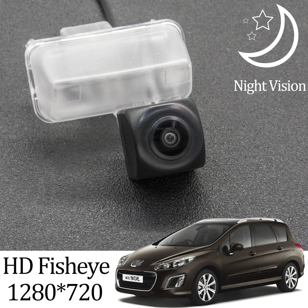 Owtosin HD 1280*720 Fisheye Rear View Camera For Peugeot 308 SW MK1 2007 2008 2009 2010 2011 2012 2013 Car Reversing Monitor