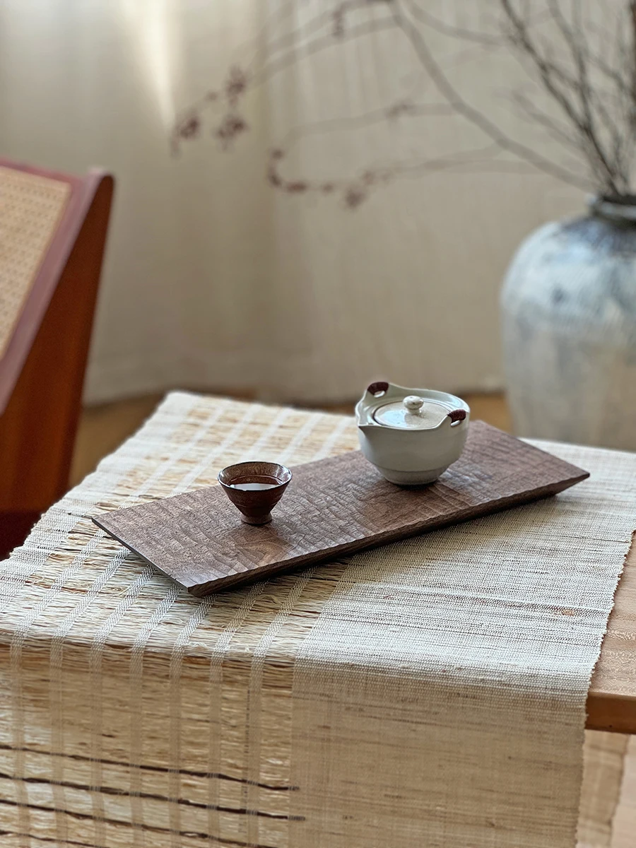 Handcrafted Japanese Style Tea Tray Wooden Rectangle Plate Black Walnut Material High Aesthetic Value Dry Puffing Table Kung ...