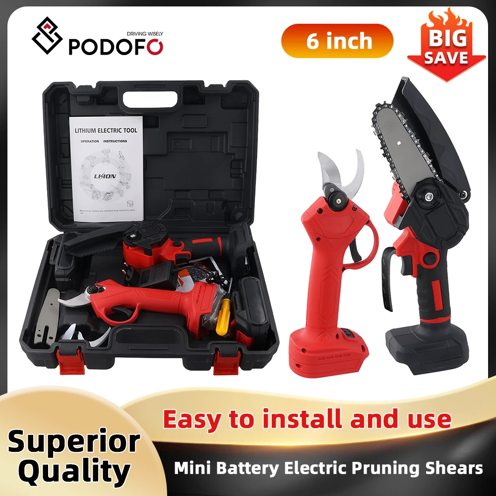 Podofo 6 ''trancheuse électrique Mini scies électriques outil de travail du bois 600W petite tronçonneuse à bois avec 2 Batteries