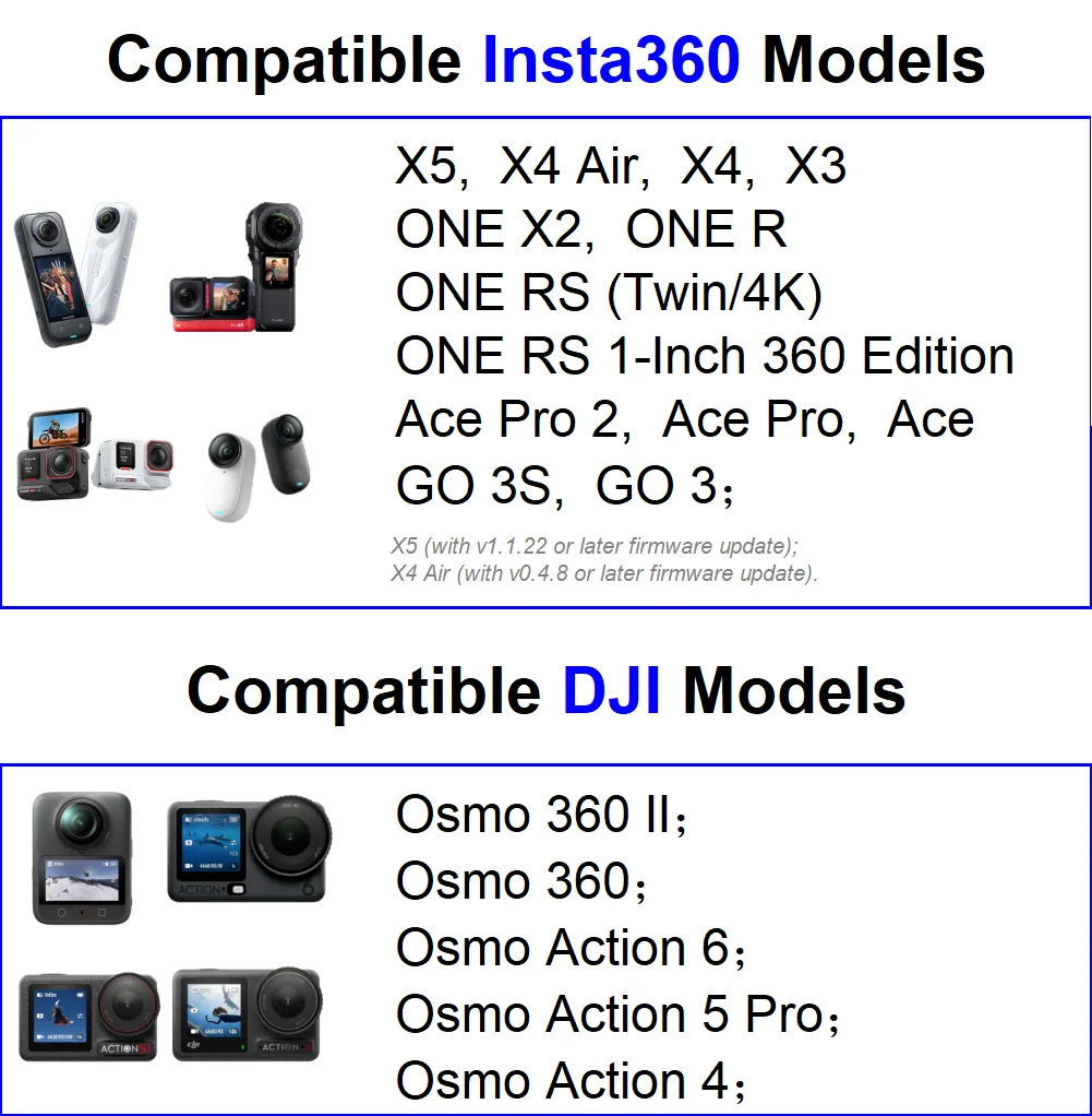 Für Insta360 X6, X5, X4 Air, X4, X3, Ace Pro 2, GO 3S, GO 3, GO Ultra; für DJI OSMO 360 II, 360, Action 6, 5pro, 4; BR-5 Fernbedienung – Detail 1