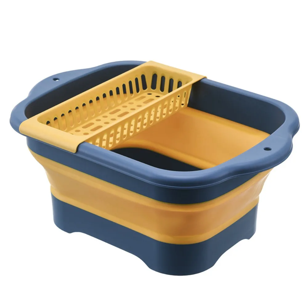 Foldable Dish Basin Vegetable Washing Basket Outdoor Portable Sink Tub Dishpan Silicon Collapsible Drainer for Kitchen Camping