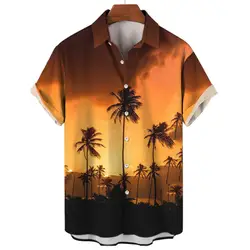 Hawaiian Shirt For Men Beach Tees Casual Tropical Short Sleeve Button Down Shirts 3D Printed Clothing Summer Vacation