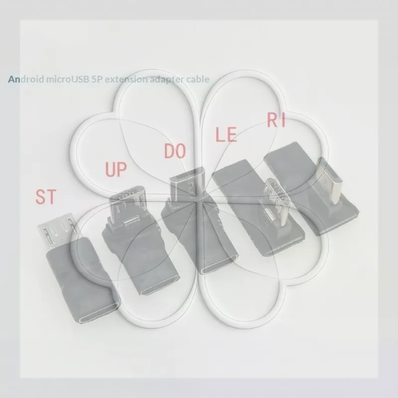90 Degree Micro USB Male to Female Adapter 5 Core Left Angle Connector Waterproof Shell for Outdoor Camping Hiking Charging