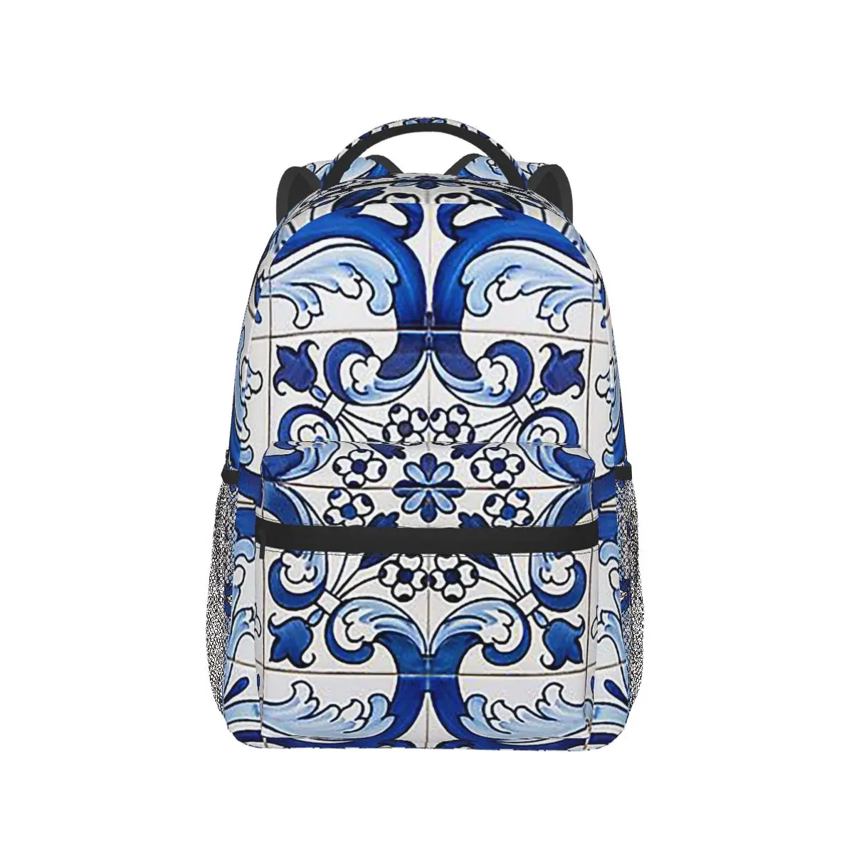 Antique Classic Lisbon Blue Azulejo Tile Floral Backpack Hot Sale Daypack Kids BookBag School Bag Shoulder Bags for Men Women