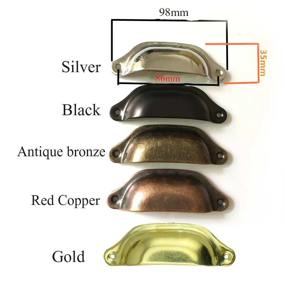 2pcs Kitchen Drawer Knobs Cabinet Wardrobe Door 98MM Antique Brass Shell Pull Handles with Screws Furniture Hardware Fittings