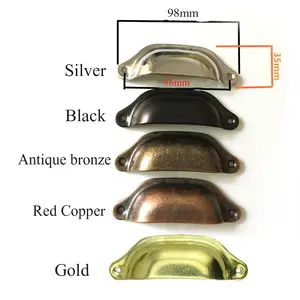 Antika pirinç Kabuk Çekme kolları vidalı, Topuzlar, çekmece mutfak, Dolap, Kapı, Gardırop Aksesuarları, Mobilya Donanımı, 98mm, 2 Adet Bir kepçenin sapına 8 çekirdekli satışlar-no. 5