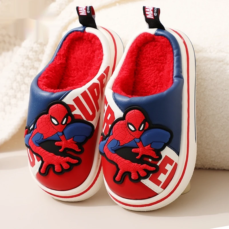 2024 New Waterproof Spider-Man Children'S Cotton Slippers Winter Theme Indoor Warm Non-Slip Boys Exclusive Hair Mop